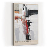 Paul Sinus Wandbild in 40x60cm The Vertical Trace – Abstrakte Komposition mit vertikalen und horizontalen Linien in Rot, Schwarz, Weiß und Beige