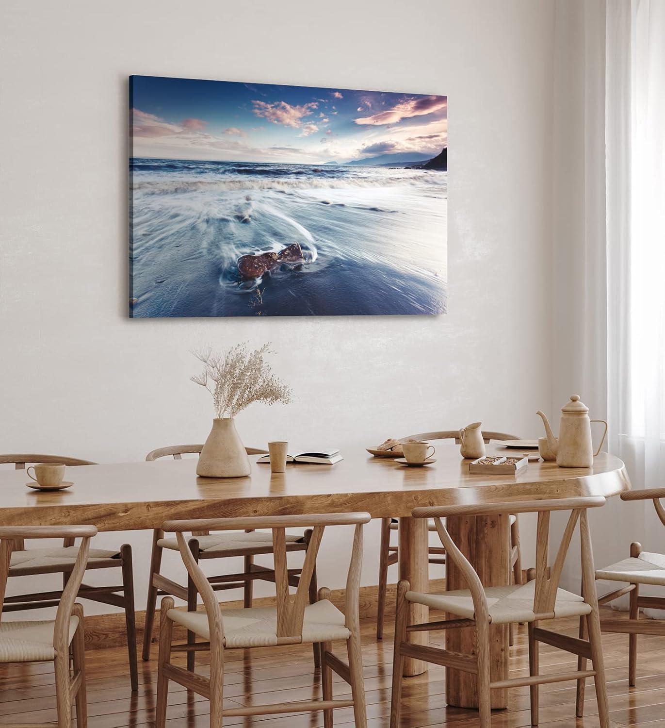 Paul Sinus Wandbild 120x80cm Wellen Strand Felsen Horizont Ozean Wolken