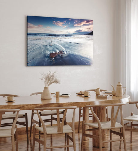 Paul Sinus Wandbild 120x80cm Wellen Strand Felsen Horizont Ozean Wolken