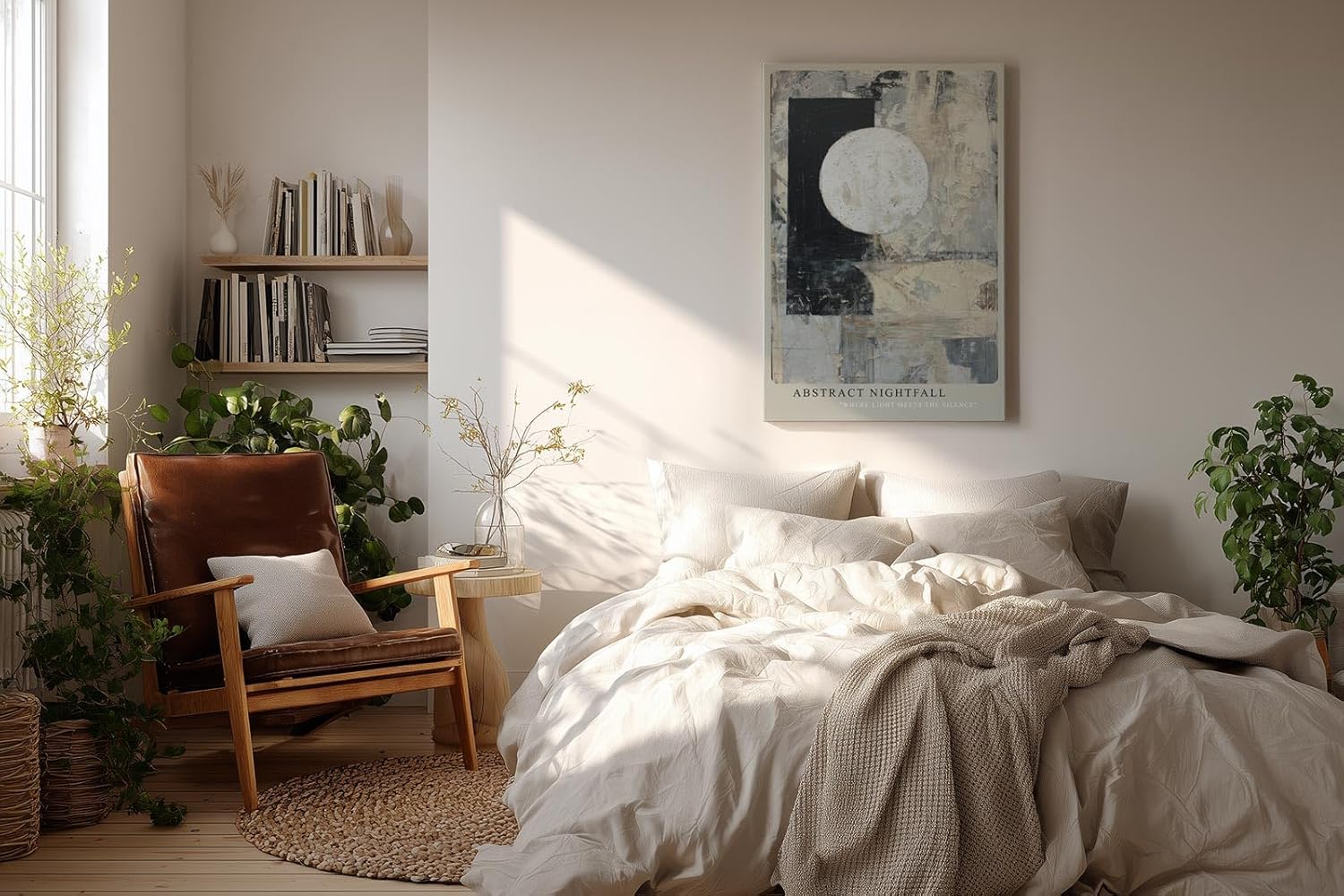 Paul Sinus Wandbild in 40x60cm Abstract Nightfall – Zeitgenössische abstrakte Kunst mit kontrastreicher Geometrie und strukturierten Flächen