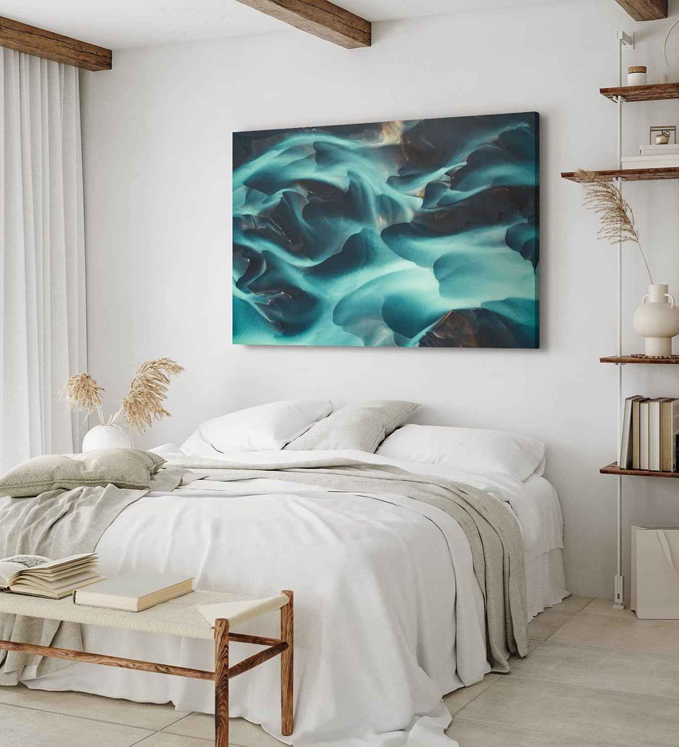 Paul Sinus Wandbild 120x80cm Luftaufnahme Berge Nebel Vogelperspektive Kunstvoll Abstrakt