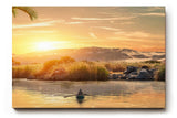 Sinus Art Wandbild 120x80cm Einzelnes Boot auf ruhigem Wasser bei Sonnenuntergang – Natur pur auf Leinwand
