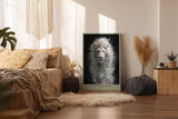 Paul Sinus Wandbild in 40x60cm The White King Weißer Löwe in dynamischer Wasserbewegung vor schwarzem Hintergrund
