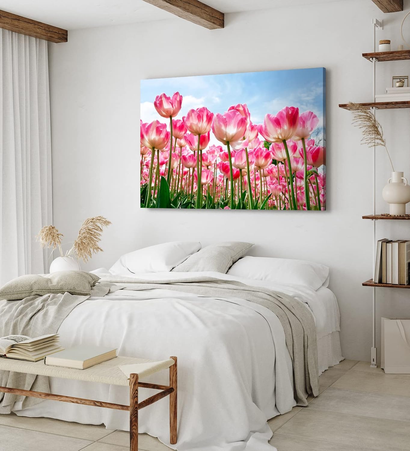 Paul Sinus Wandbild 120x80cm Tulpen Blumen Blüten Sommer Sonnenschein Rosa