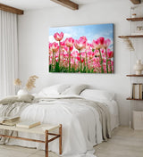 Paul Sinus Wandbild 120x80cm Tulpen Blumen Blüten Sommer Sonnenschein Rosa