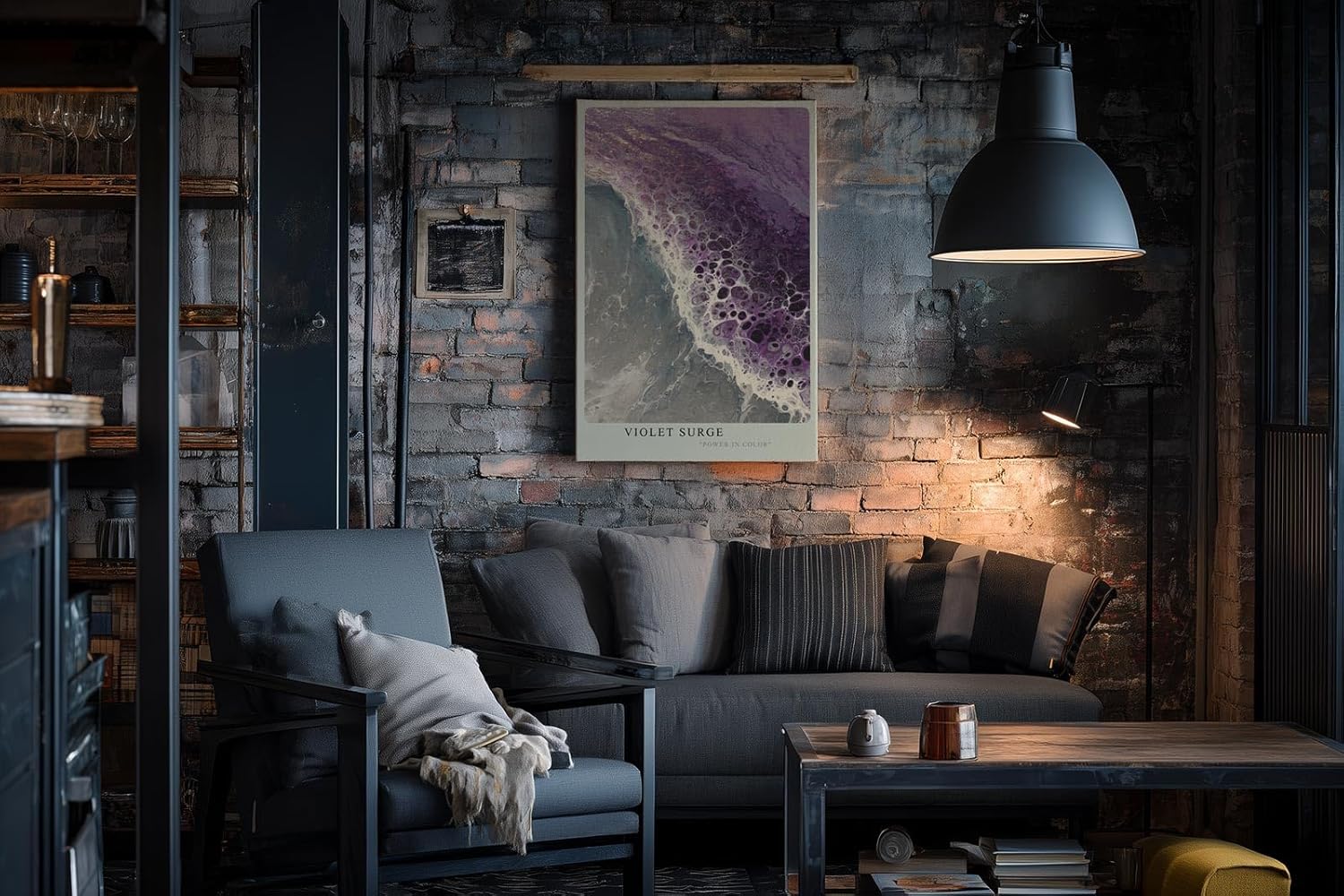 Paul Sinus Wandbild in 40x60cm Violet Surge Abstrakte Wellenbewegung in Violett und Weiß