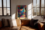 Paul Sinus Wandbild in 40x60cm Flora Divina Mystisches Frauenporträt in leuchtenden Farben mit üppigen Blütenelementen für luxuriöse Raumgestaltung