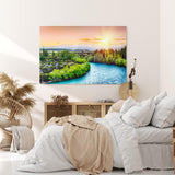 Paul Sinus Wandbild 120x80cm Clutha River Neuseeland Fluss Sonnenuntergang Berge Natur
