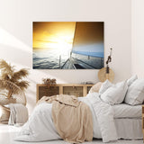 Paul Sinus Wandbild 120x80cm Segelschiff Segelboot Meer Horizont Sonnenuntergang Segel
