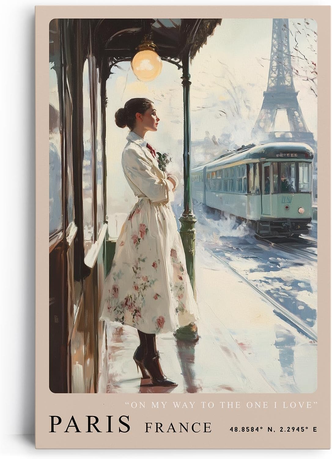 Paul Sinus Leinwandbild 40x60cm Paris – Nostalgie, Liebe, Romantik, Retro, Vintage, Frankreich, Eleganz, Belle Époque, Sehnsucht, Kunst, Stadtleben