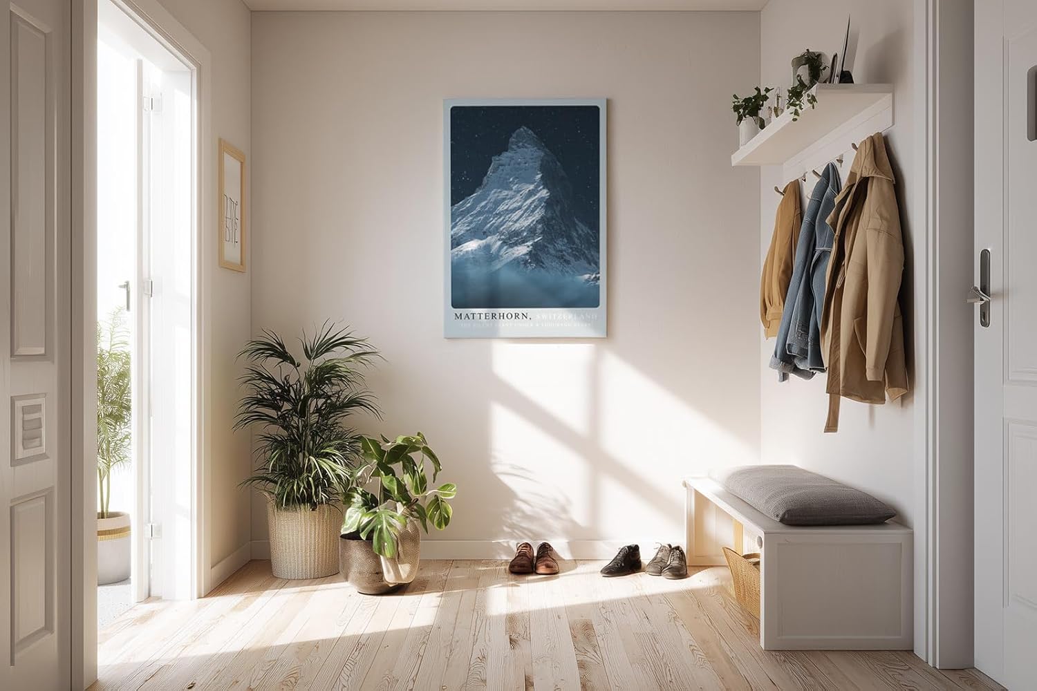 Paul Sinus Kunstdruck 40x60cm Matterhorn Schweiz mit nächtlicher Bergszenerie unter Sternenhimmel