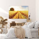 Paul Sinus Wandbild 120x80cm Weizenfeld Weizen Sonnenuntergang Baum Landschaft