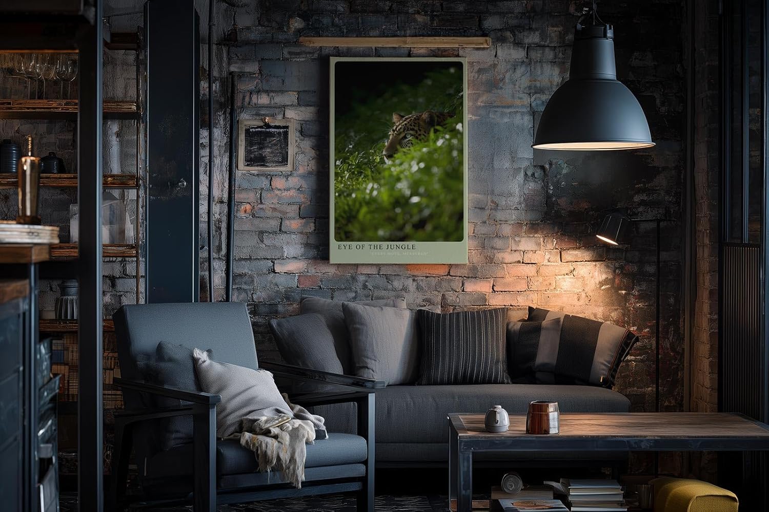 Paul Sinus Wandbild in 40x60cm Eye of the Jungle – Leopard im dichten Grün, seitlich aus dem Schatten auftauchend