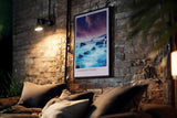 Paul Sinus Kunstdruck 40x60cm Stardust Coast – traumhafte Küstenlandschaft unter violettem Sternenhimmel