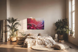 Sinus Art Wandbild 120x80cm Künstlerische Darstellung einer roten Blüte mit Lichtakzenten und unscharfen Strukturen