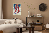 Paul Sinus Leinwandbild 80x120cm Leinwandbild St. Moritz Glamour Skifahren Wintermode luxuriöse Eleganz extravagante Ästhetik stilvolle Kunst alpine Fashion