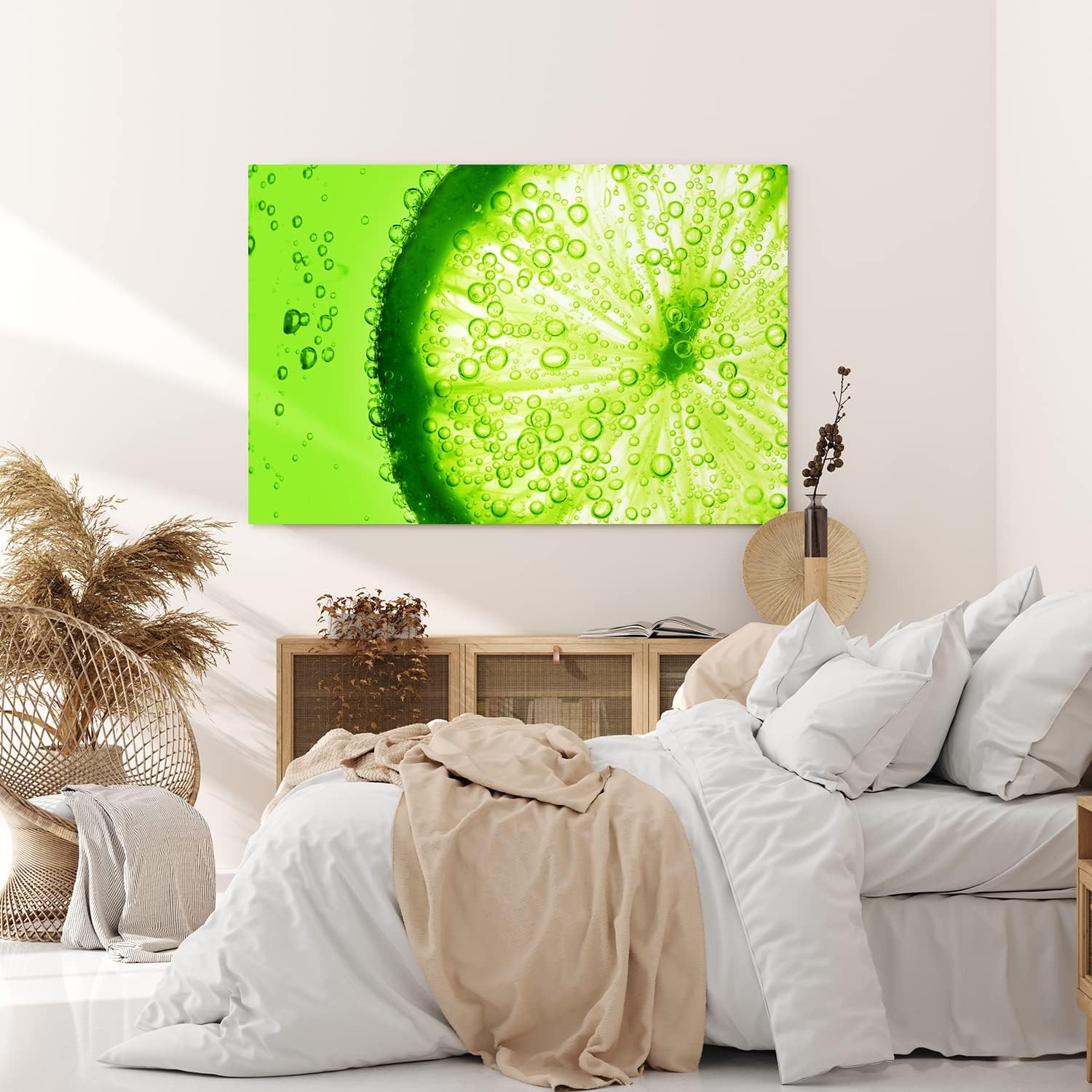 Paul Sinus Wandbild 120x80cm Zitrone Limette Grün Nahaufnahme Frucht Dekorativ