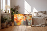 Sinus Art Wandbild 120x80cm Warmes Herbstlaub im Licht für stimmungsvolle und behagliche Wohnatmosphäre