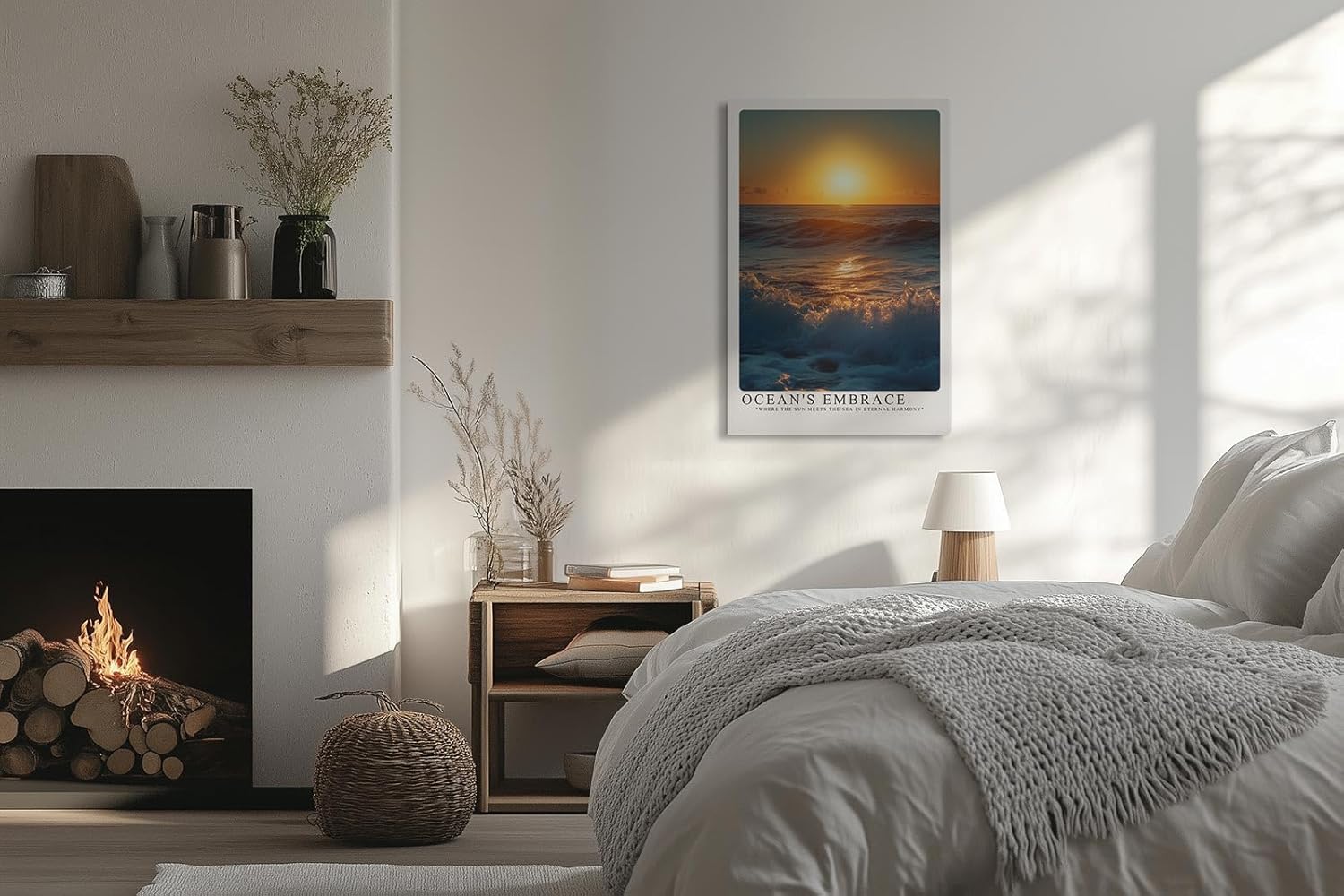 Paul Sinus Leinwandbild 60x90cm Ocean’s Embrace – Faszinierendes Meerespanorama mit sanften Wellen, goldenem Sonnenlicht