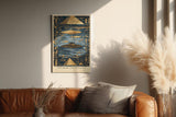 Paul Sinus Wandbild in 40x60cm Pyramids and Passages – Pyramiden, Hieroglyphen und UFO-Szenen in gold-blauer Darstellung