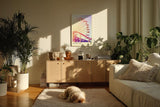 Paul Sinus Kunstdruck 40x60cm Sunset Fair mit Riesenrad und Achterbahn im Abendlicht