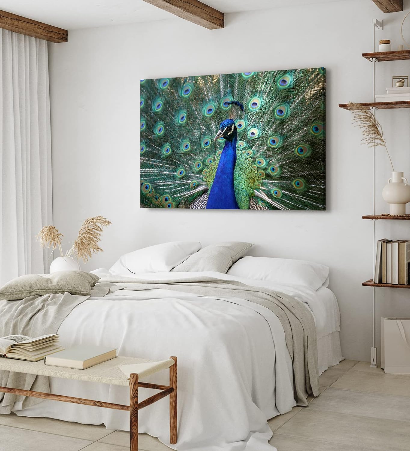 Paul Sinus Wandbild 120x80cm Pfau Pfaufeder Federkleid Tierfotografie Farbenfroh Feder