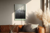 Paul Sinus Wandbild in 40x60cm The Vanishing City – Abstraktes Stadtmotiv in Schwarz-Weiß mit vertikalen Linienstrukturen