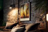 Paul Sinus Kunstdruck 40x60cm Forest Flare – Sonnenstrahlen im goldenen Herbstwald mit leuchtendem Laub