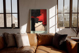 Paul Sinus Wandbild in 40x60cm The Fracture Point – Kraftvolle abstrakte Kunst in Rot, Schwarz und Weiß mit markanten Farbflächen