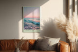 Paul Sinus Wandbild in 40x60cm Sanfte Wellen im Abendlicht mit rosa-blauem Himmel und zarten Farbverläufen