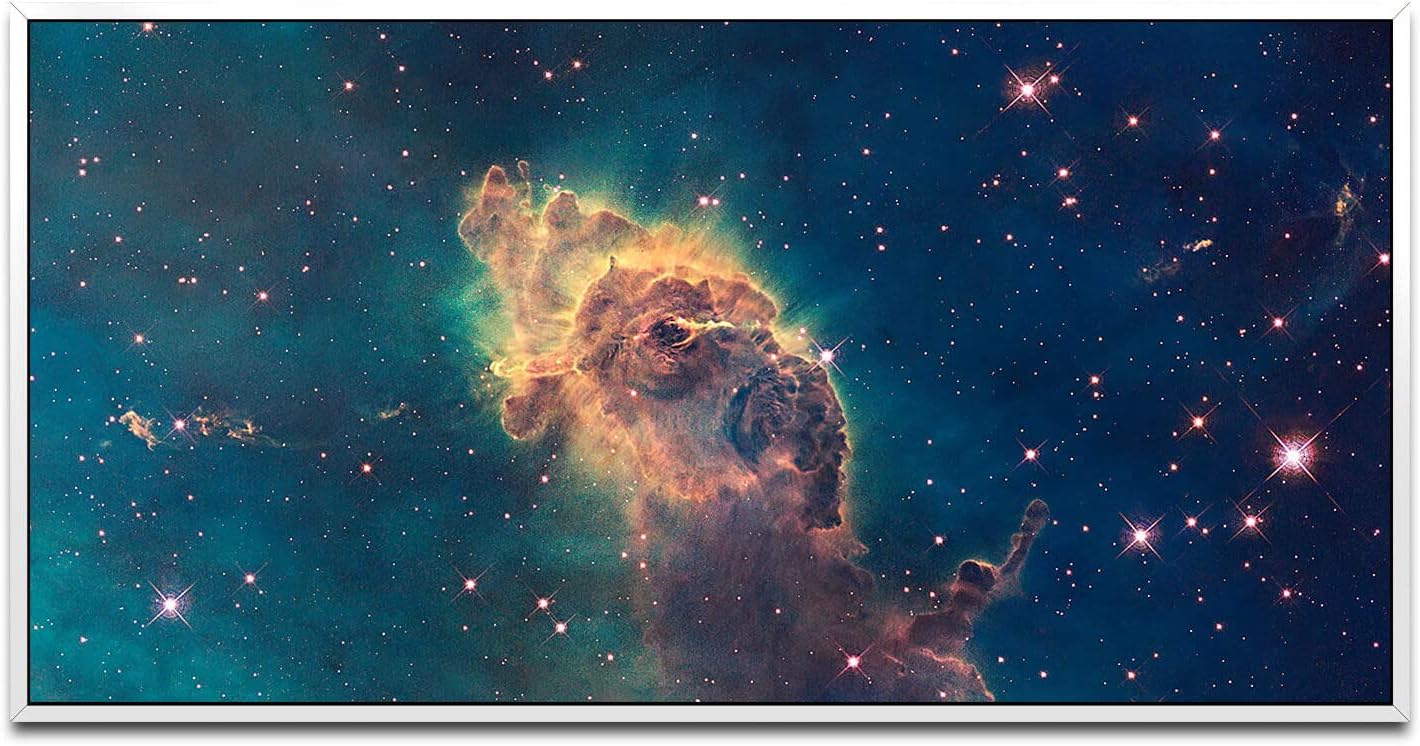 Astronomischer Nebel ca. 130x70cm Wandbild inklusive Schattenfugenrahmen weiss - Panorama Leinwand Bild XXL Format Wandbilder Wohnzimmer Wohnung Deko Kunstdrucke