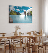 Paul Sinus Wandbild 120x80cm Insel in Thailand Meer Sonnenschein Felsen Berge