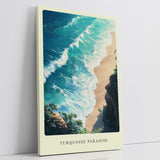 Paul Sinus Leinwandbild 40x60cm Türkises Paradies – Strahlend blaue Meereswellen an einer goldenen Sandküste mit mediterraner Atmosphäre