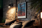 Paul Sinus Kunstdruck 40x60cm Herbst Wald Nebel Rot Bäume Stille Natur Scarlet Silence