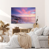 Paul Sinus Wandbild 120x80cm Küste Meer Horizont Rosa Himmel Abendröte Ozean