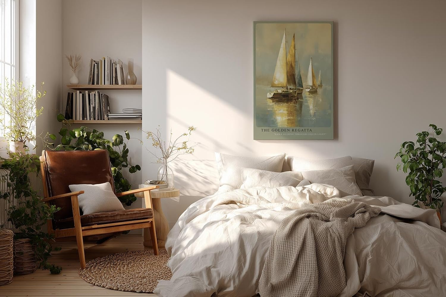 Paul Sinus Wandbild in 40x60cm The Golden Regatta – Segelboote im warmen Licht auf ruhigem Wasser