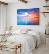Paul Sinus Wandbild 120x80cm Meer Horizont Roter Himmel Sonnenuntergang Blau
