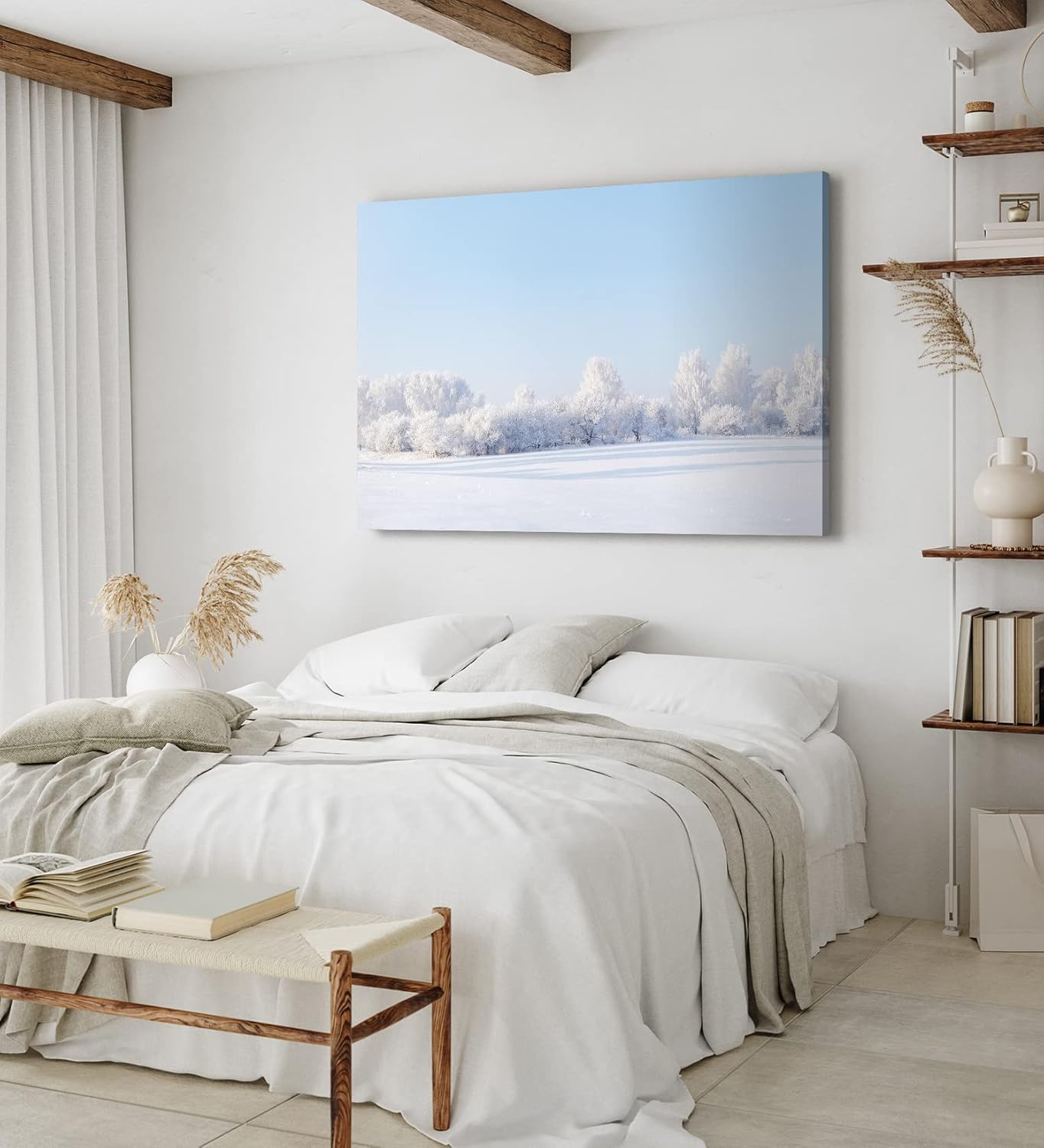 Paul Sinus Wandbild 120x80cm Schneelandschaft Schnee Bäume Weiß Winter