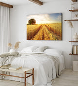 Paul Sinus Wandbild 120x80cm Weizenfeld Weizen Sonnenuntergang Baum Landschaft