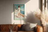 Paul Sinus Wandbild in 40x60cm Capri Küstenidylle mit eleganter Frau im weißen Kleid mediterrane Kunst auf Leinwand