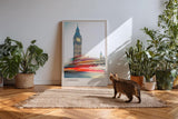 Paul Sinus Kunstdruck 40x60cm London England mit Big Ben und Lichtern moderner Fahrzeuge