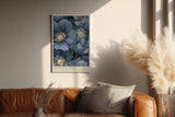 Paul Sinus Wandbild in 40x60cm Midnight Florals Dunkelblaue Blüten Illustration mit Goldakzenten