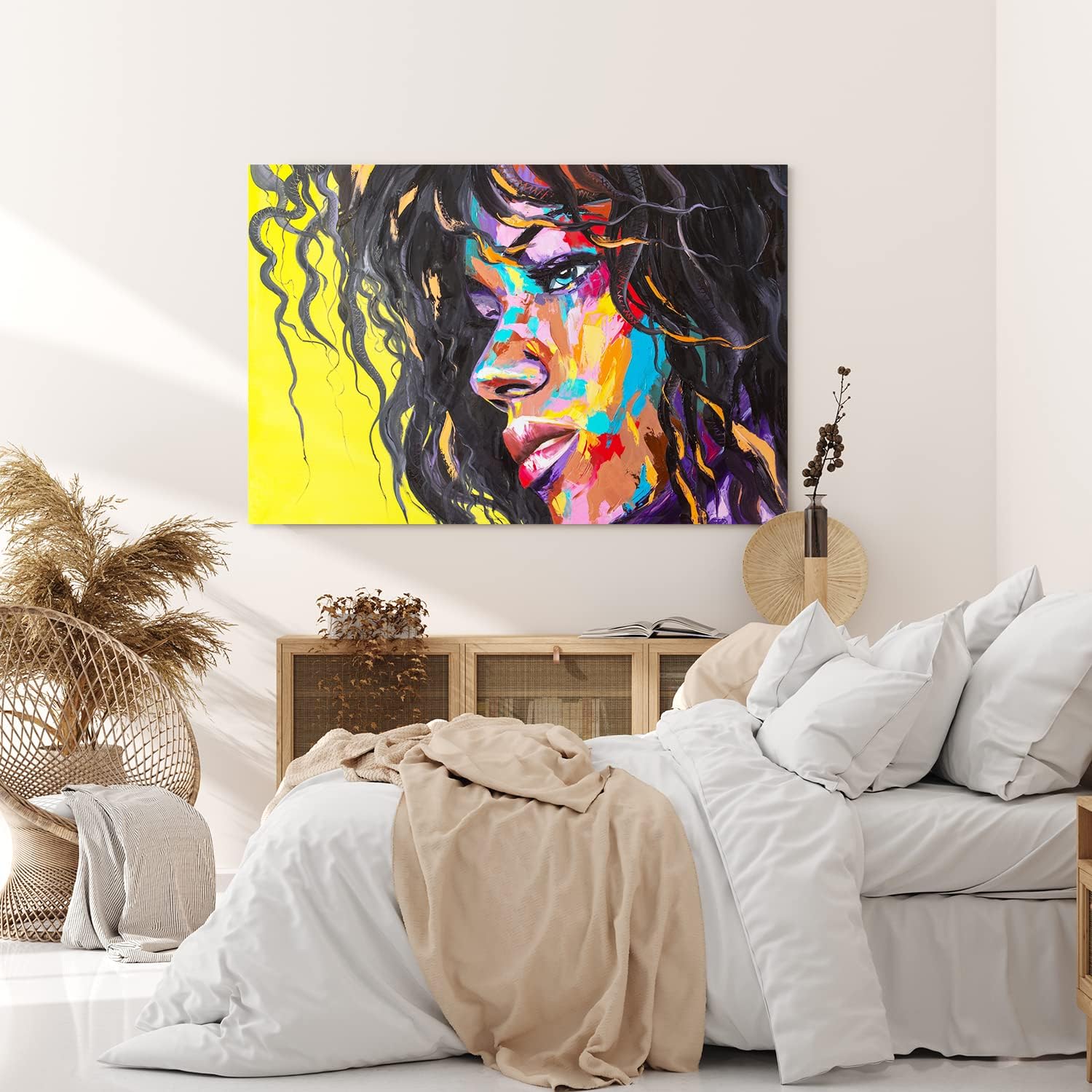 Wandbild 120x80cm Porträt einer jungen Frau Kunstvoll Farbenfroh Abstrakt