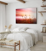 Paul Sinus Wandbild 120x80cm Weizenfeld Morgenröte Natur Feld Rosa Himmel