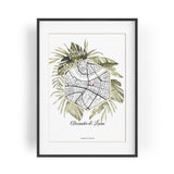 Paul Sinus Gerahmtes Wandbild Map mit deinen GPS Koordinaten und Namen. 30cm x 42cm Rahmen mit Stadtkarte selbstgestaltet. Ganz individuell. (ohne Rahmen)