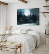 Paul Sinus Wandbild 120x80cm Vollmond Sternenhimmel Nacht Hirsch Finster
