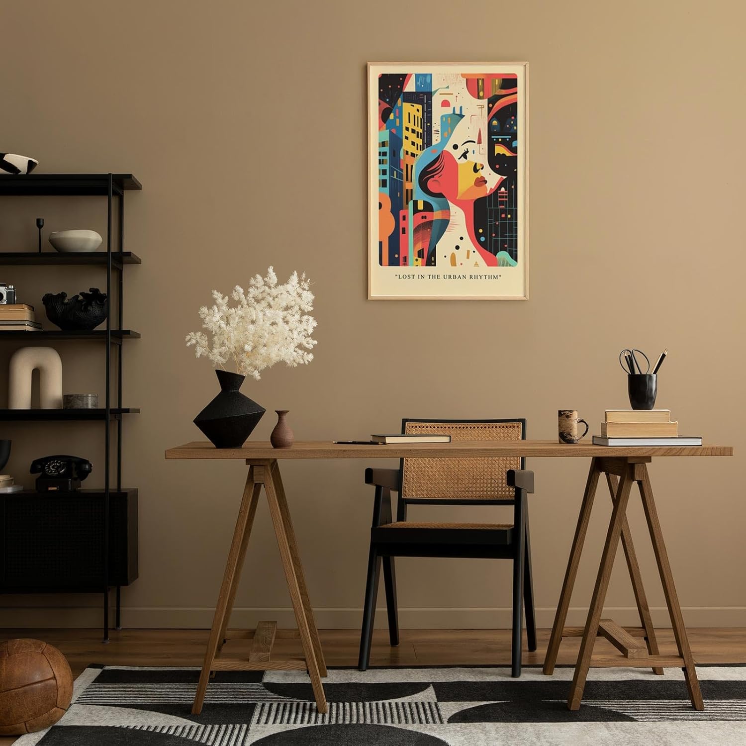 Paul Sinus Leinwandbild 60x90cm Leinwandbild Lost in the Urban Rhythm moderne Kunst abstrakte Stadtlandschaft lebendige Farben kreative Ästhetik