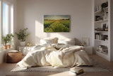 Sinus Art Wandbild 120x80cm Sonnenuntergang über einem weitläufigen Feld voller goldener Halme – friedlich und inspirierend