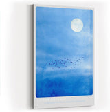 Paul Sinus Wandbild in 40x60cm Vogelschwarm vor hellem Vollmond auf blauem Himmel