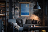 Paul Sinus Wandbild in 40x60cm Vogelschwarm vor hellem Vollmond auf blauem Himmel